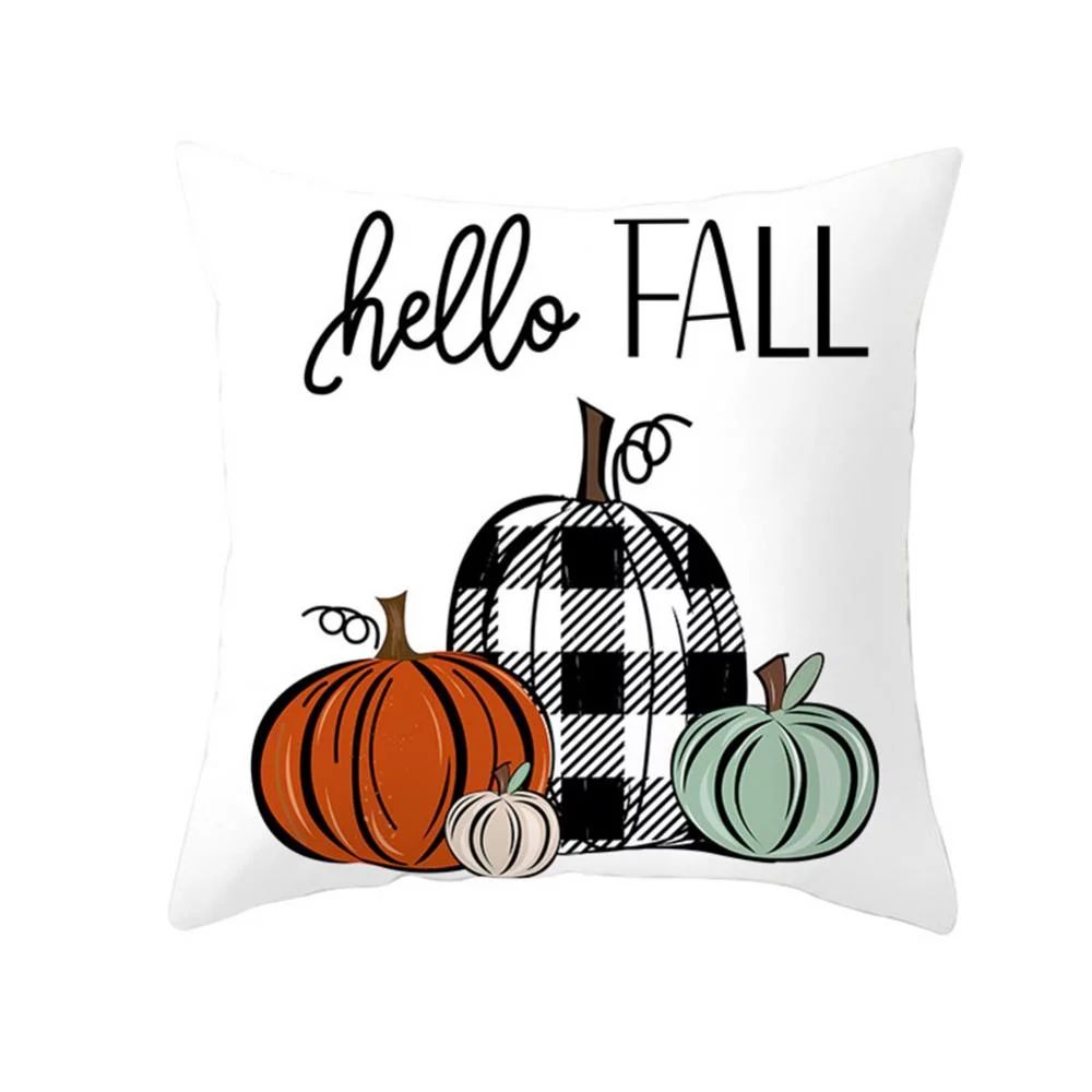 Thanksgiving Pillow Covers Pumpkin Black White Plaid Pillowcase Fall Decor Pillow Covers For Than... | Walmart (US)