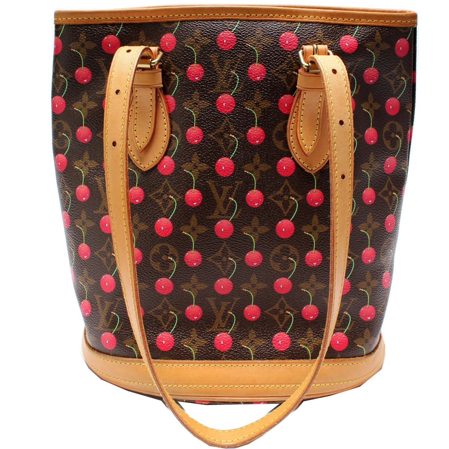 Petit Bucket Cerises Monogram | Keeks Designer Handbags