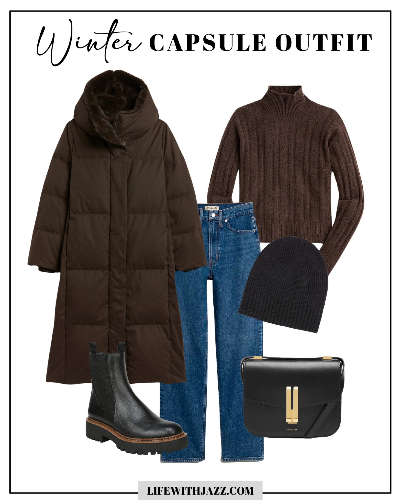 Winter capsule outfit inspo 

Black winter puffer jacket 
Mockneck sweater 
Straight leg jeans - I size down in madewell 
Laguna Chelsea boots 
Black beanie 

Casual winter outfit / capsule outfit  

#LTKshoecrush #LTKtravel #LTKunder100