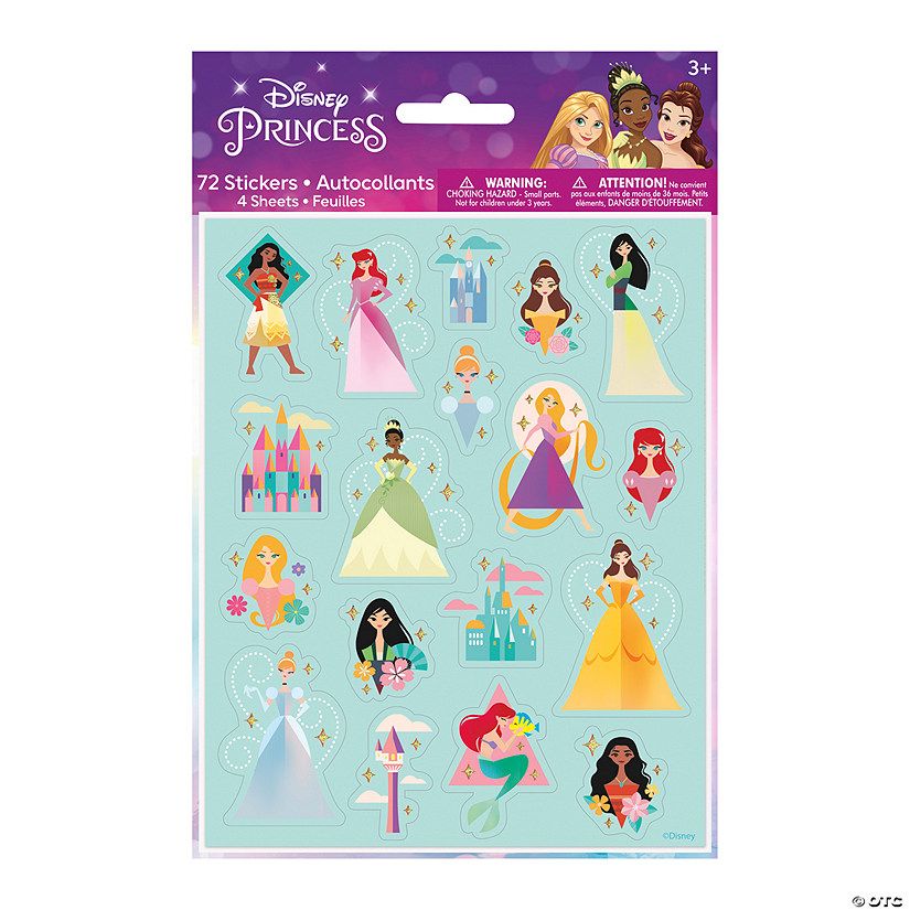 Disney Princess Sticker Sheets – 4 Sheets | Oriental Trading Company