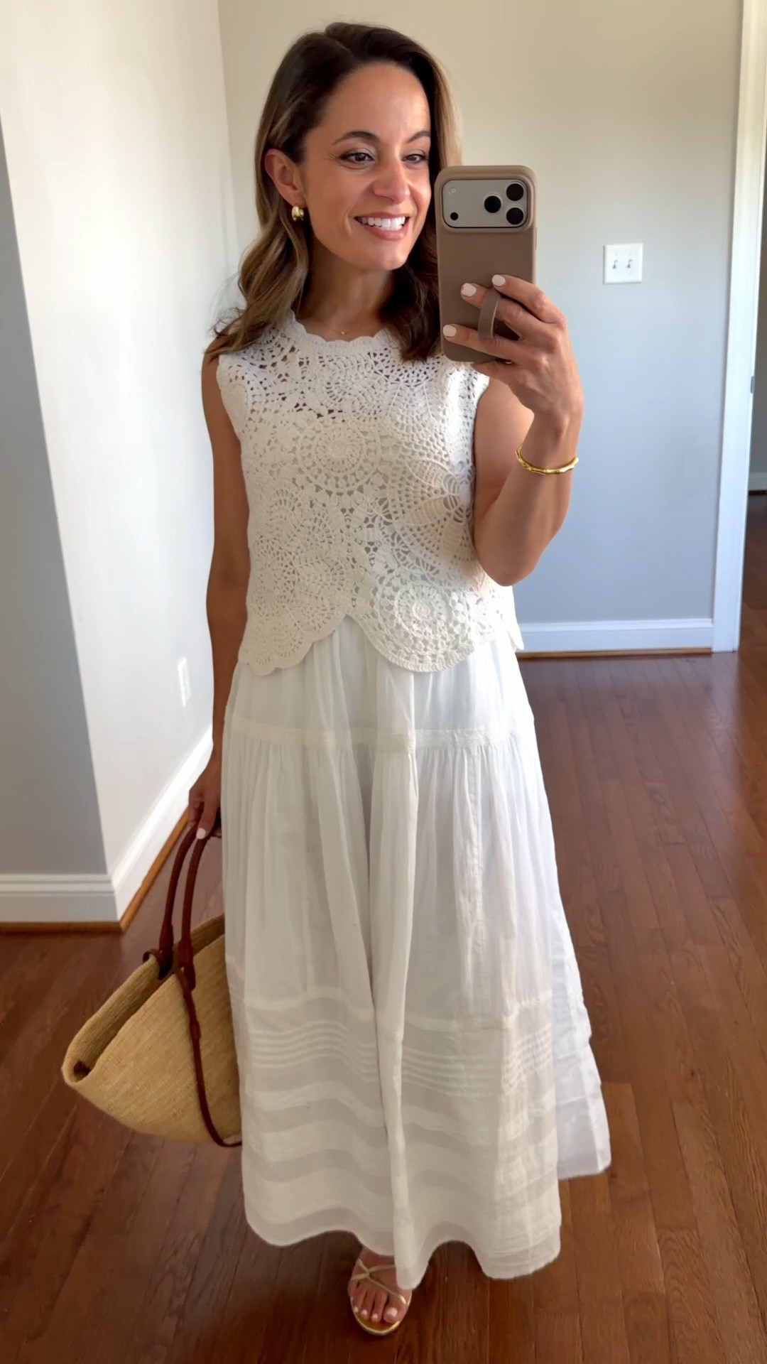 Love this pretty all white combo for summer! Skirt was restocked but is already selling out quickly again. 

Skirt: petite xxs 
Top: xxs 
Camisole small

#LTKPetite