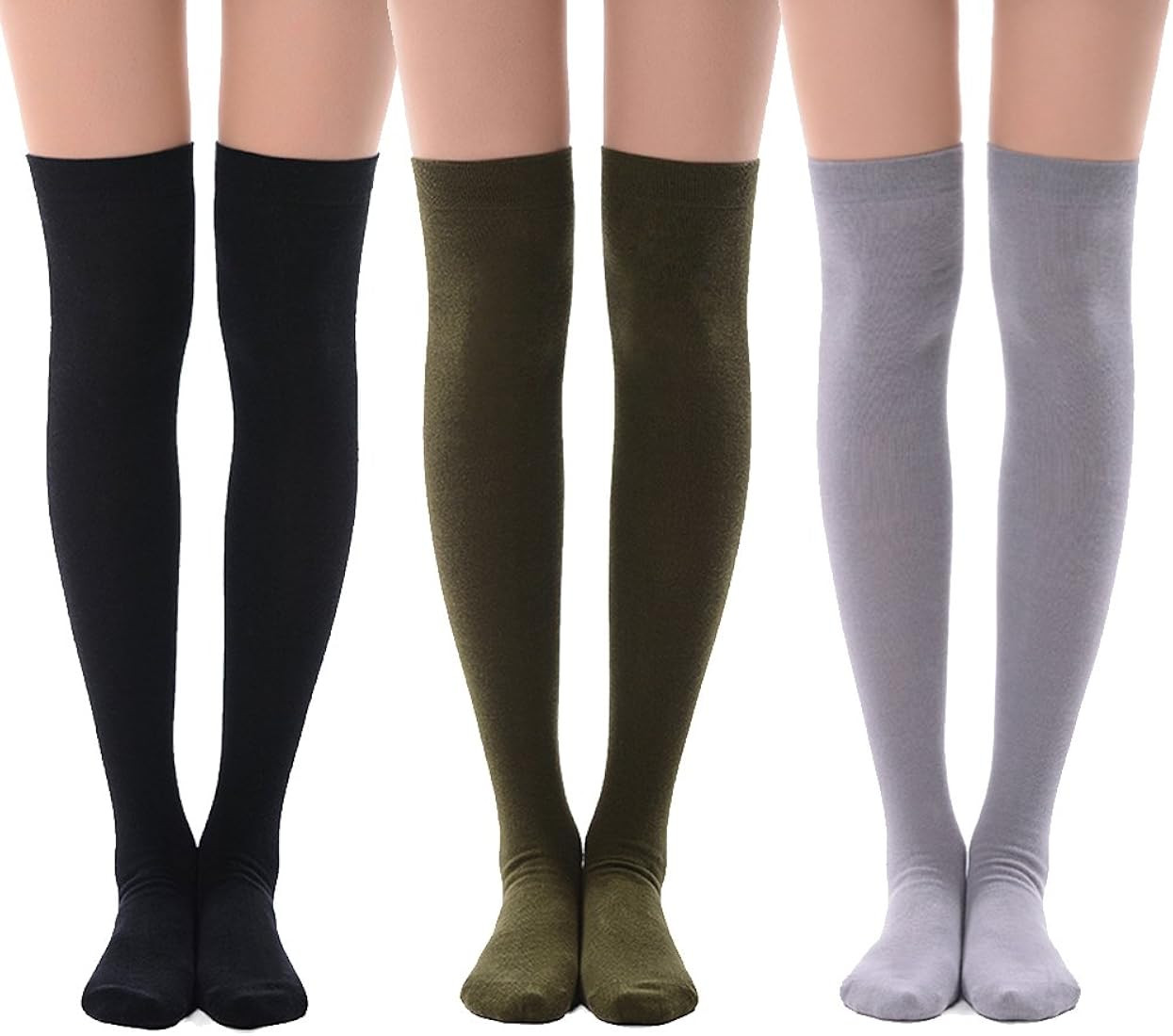 MEIKAN Thigh High Socks for Women, Fashion Cotton Cosplay Over Knee High Socks 3 Packs | Amazon (US)