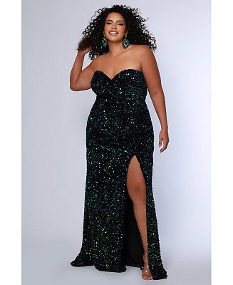 Women's Peacock Sequin Velvet Fitted Formal | Macy's