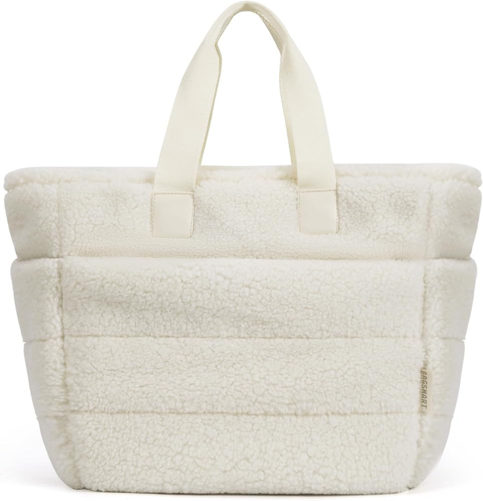 BAGSMART Plush Tote Bag for Women, Fluffy Top Handle Bags with Zipper, Winter Cute Tote Handbag w... | Amazon (US)