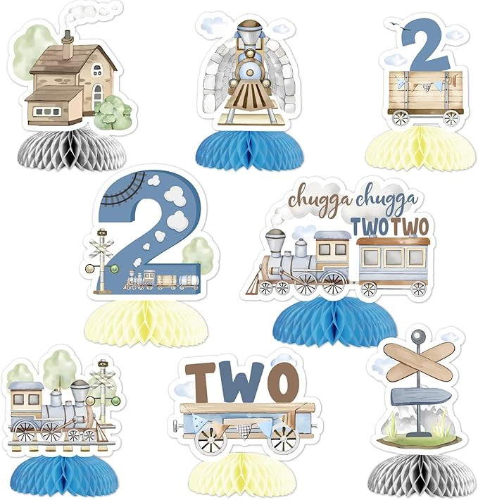 Train 2nd Birthday Decorations Chugga Chugga Two Two Birthday Party Decorations Centerpieces Hone... | Amazon (US)