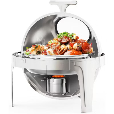 Roll Top Chafing Dish Buffet Set, 6.3 QT Round Chafing Dish for Buffet, Stainless Steel Food Warm... | Target