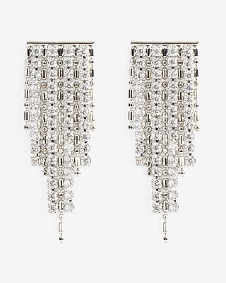 Rhinestone Fringe Drop Earrings | Express