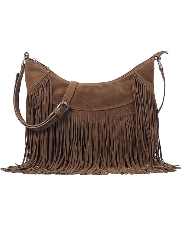 Sunwel Fashion Women Fringe Hobo Bag Western Purse Shoulder Bag Vegan Suede Tassel Hippie Crossbo... | Amazon (US)