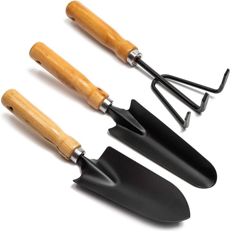 Farmlyn Creek Set of 3 Black Iron Gardening Tools Set  - Mini Hand Trowel, Transplanter, Hand Rak... | Target