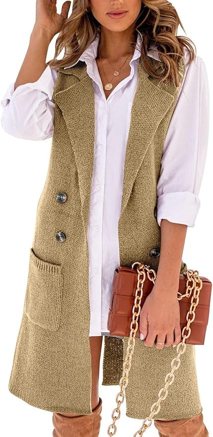 IDEALSANXUN Womens Long Sweater Vest Fall Winter Sleeveless Knit Cardigan Outerwear | Amazon (US)