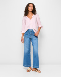 Mila Wide Leg High Rise Full Length Flat Front Denim Jeans - 70's Indigo | Target AU