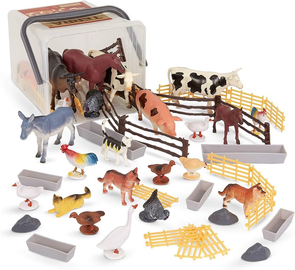 Terra by Battat – 60 Pcs Country World – Realistic Farm Toys – Plastic Farm Animal Figurine... | Amazon (US)