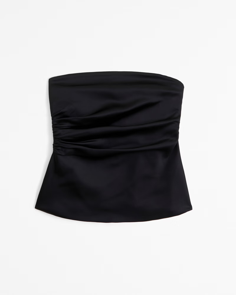 Abercrombie & Fitch Women's Long-Length Satin Tube Top in Black - Size XL | Abercrombie & Fitch (US)