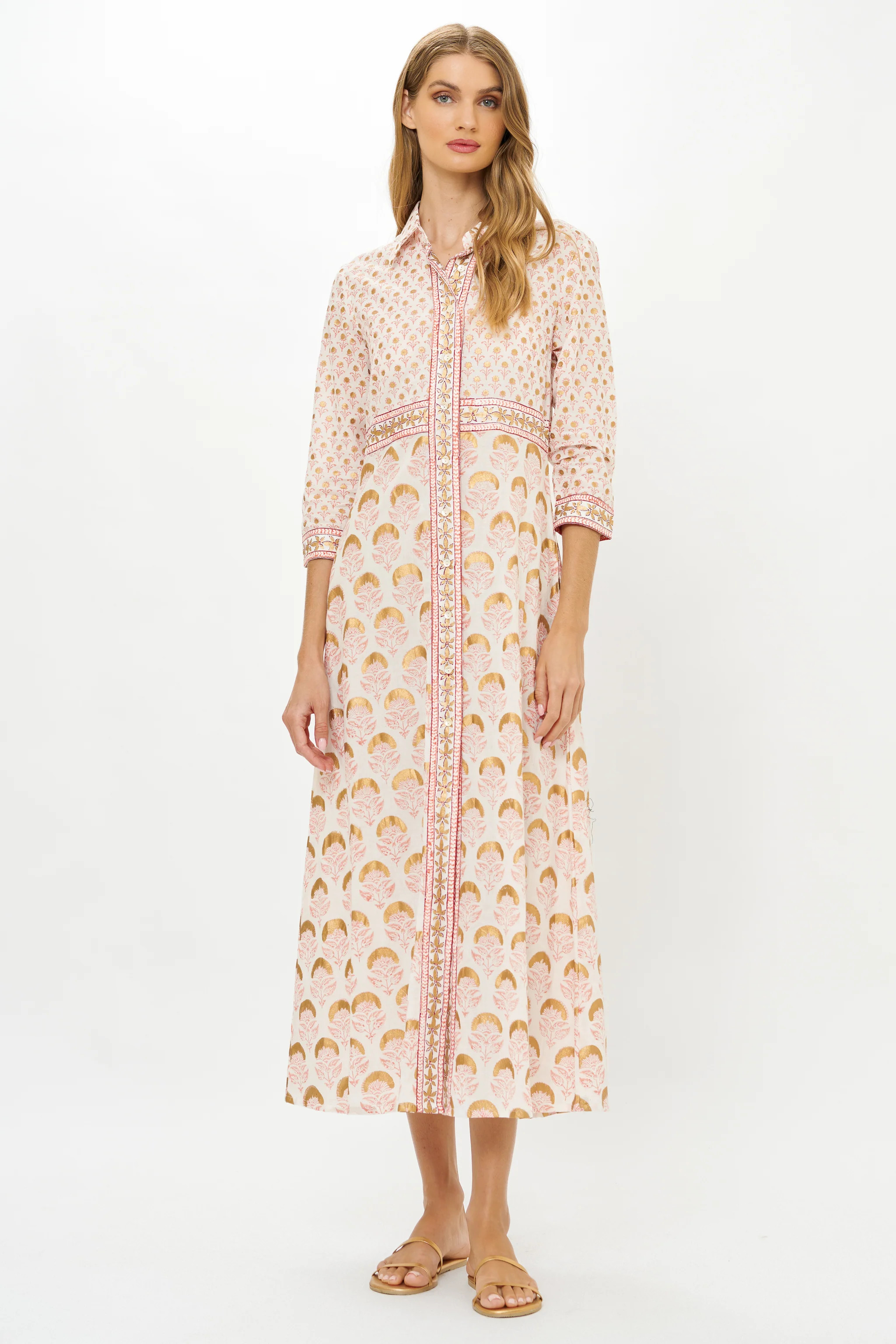 Shirt Dress Maxi- Arbor Coral | Oliphant Design