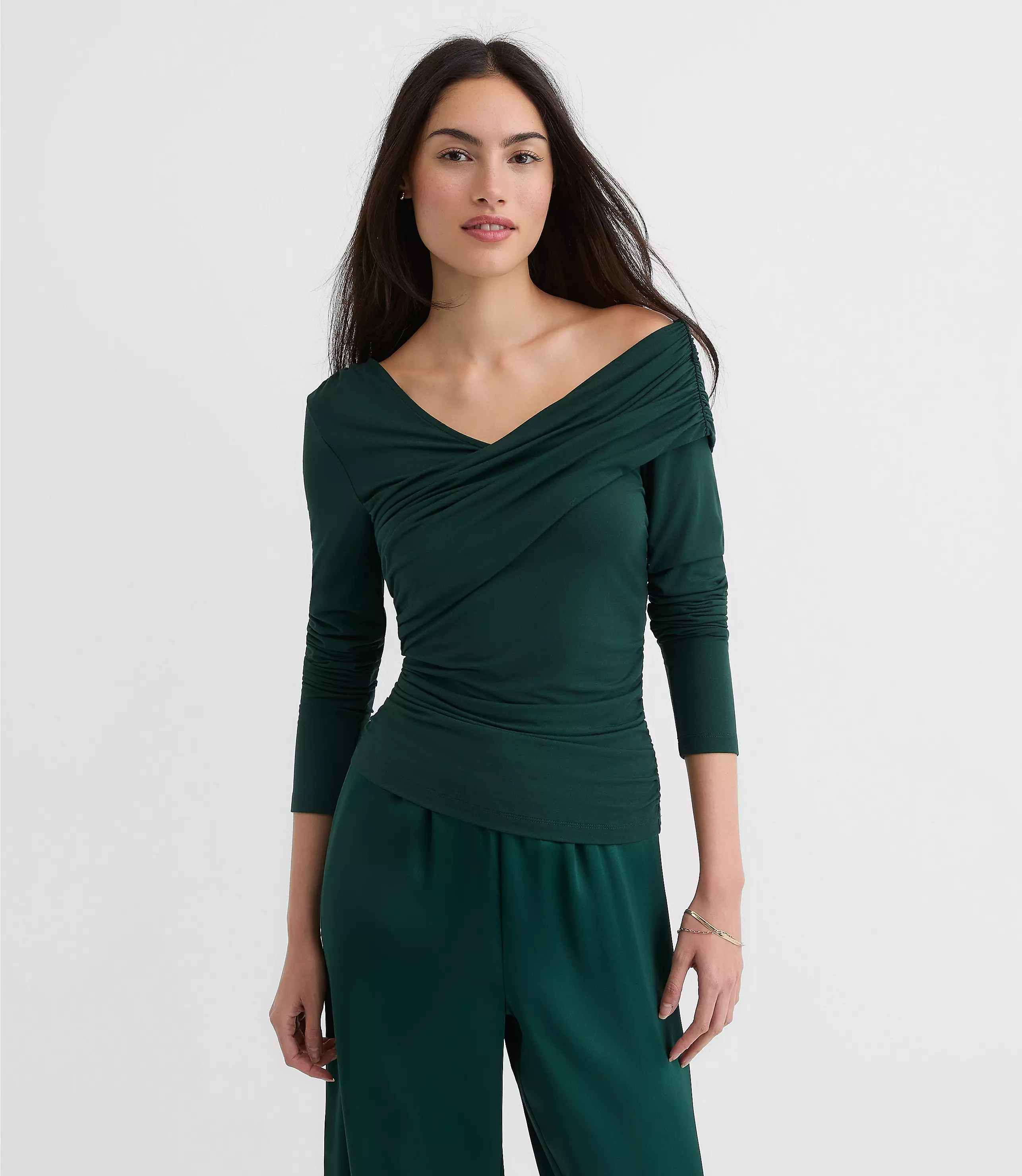 Petite Ruched Off The Shoulder Top | LOFT