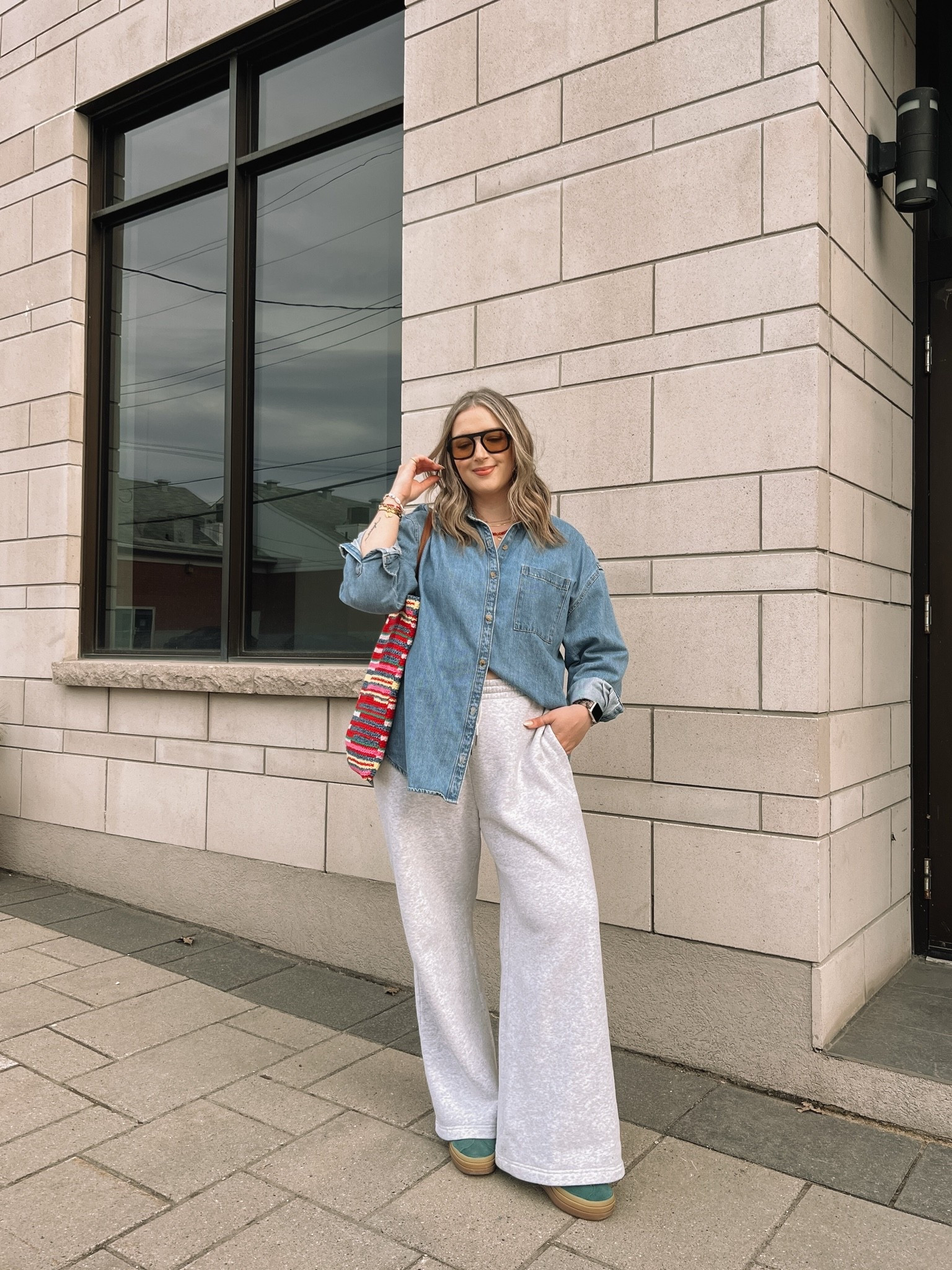Comfy casual outfit! My all time fave sweatpants - so comfy & I love the wide leg! Wearing L. Also wearing L in the denim shirt (Canadian link under “similar products”)

#LTKsale #LTKfall #LTKmidsize