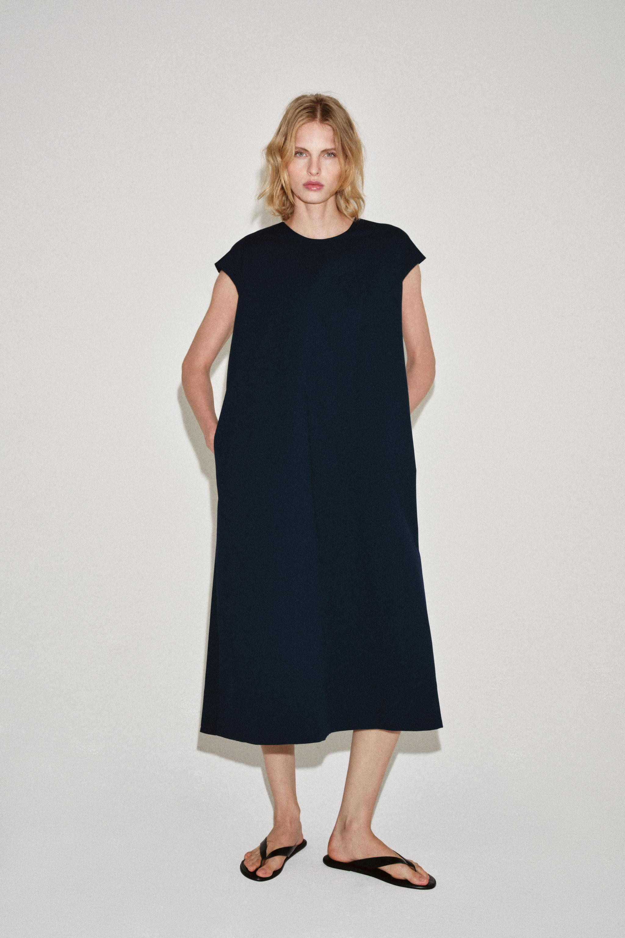 ZW COLLECTION POPLIN MIDI DRESS | Zara US