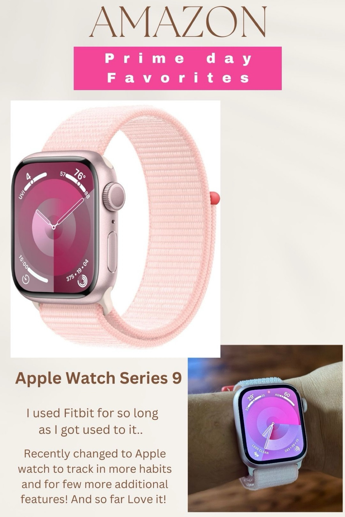 Apple watch Series 9 ! Using it for a while to track in my few habits and loving it so far ! On sale in Amazon Prime deals..