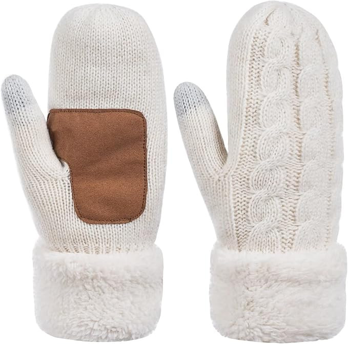 Mittens for Women Cold Weather, Womens Mittens Merino Wool Cable Knit Warm with Thick Thermal Fle... | Amazon (US)