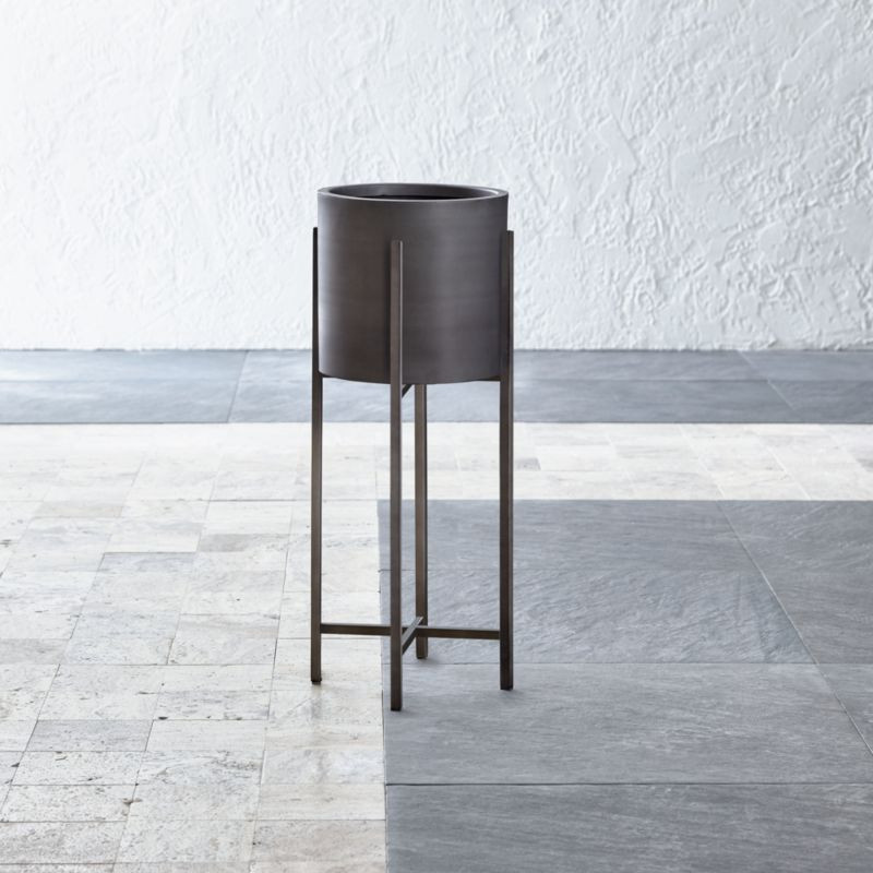 Dundee Bronze Floor Planter with Short Stand + Reviews | Crate and Barrel | Crate & Barrel