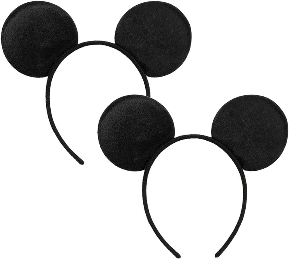 CHuangQi Mouse Ears Headband (Set of 2), Solid Black Ears for Boy & Girl Birthday Party, Party Fa... | Amazon (US)