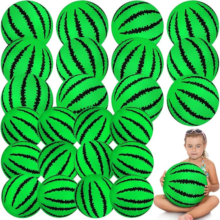 [ 10''+8'' ] 24 Pcs Watermelon Beach Balls Bulk,Mini Beach Balls Inflatable Beach Ball Watermelon... | Amazon (US)