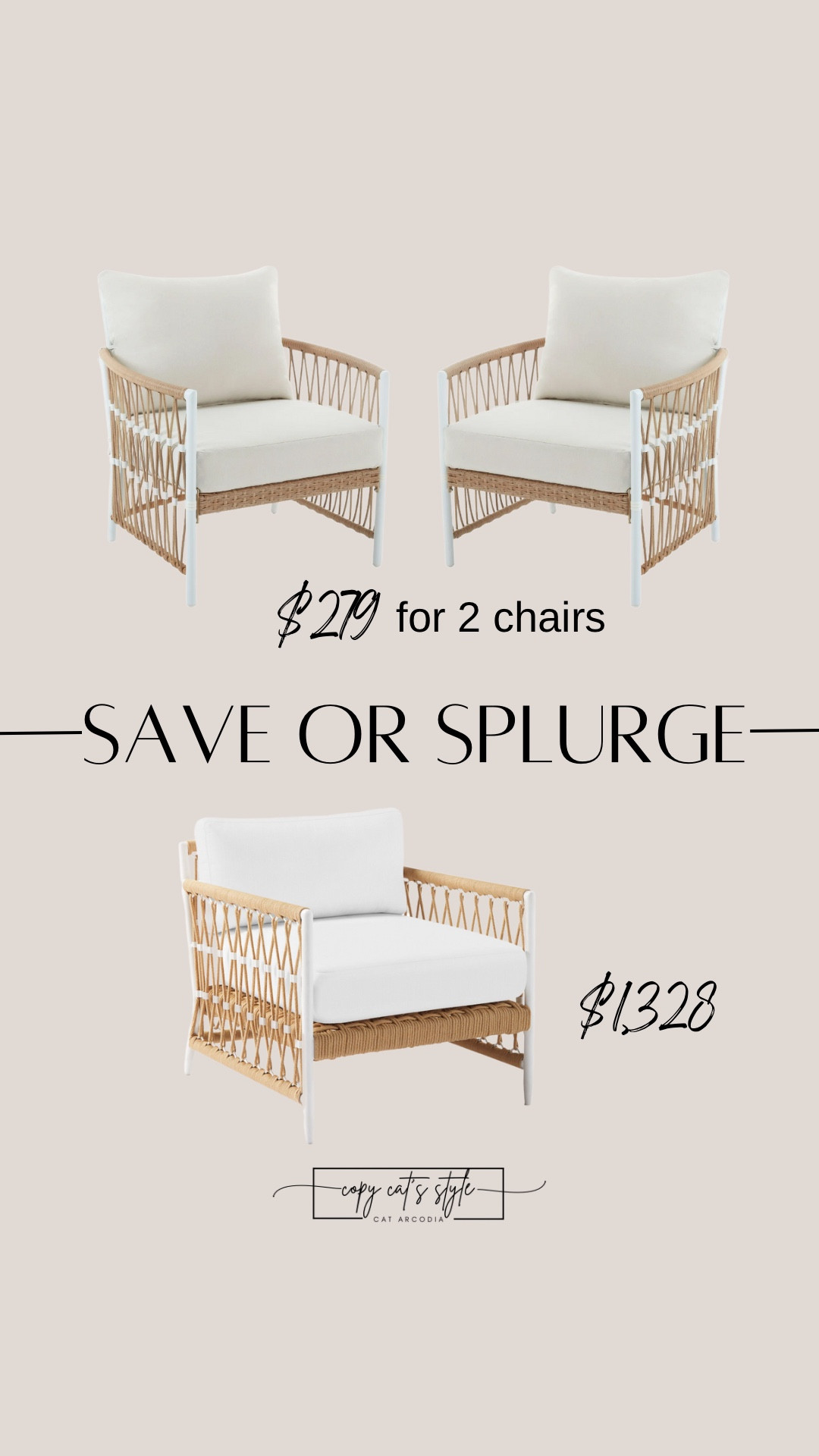 Save or splurge on patio wicker chair finds! Walmart wicker lounge chairs, Walmart patio, Serena & Lily lounge chair. 

#LTKHome #LTKSaleAlert #LTKSeasonal
