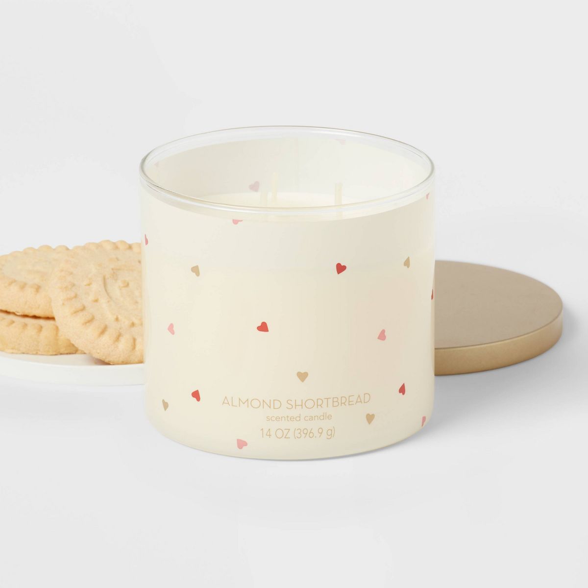 3-Wick 14oz Candle Hearts Ivory Almond Shortbread - Threshold™ | Target
