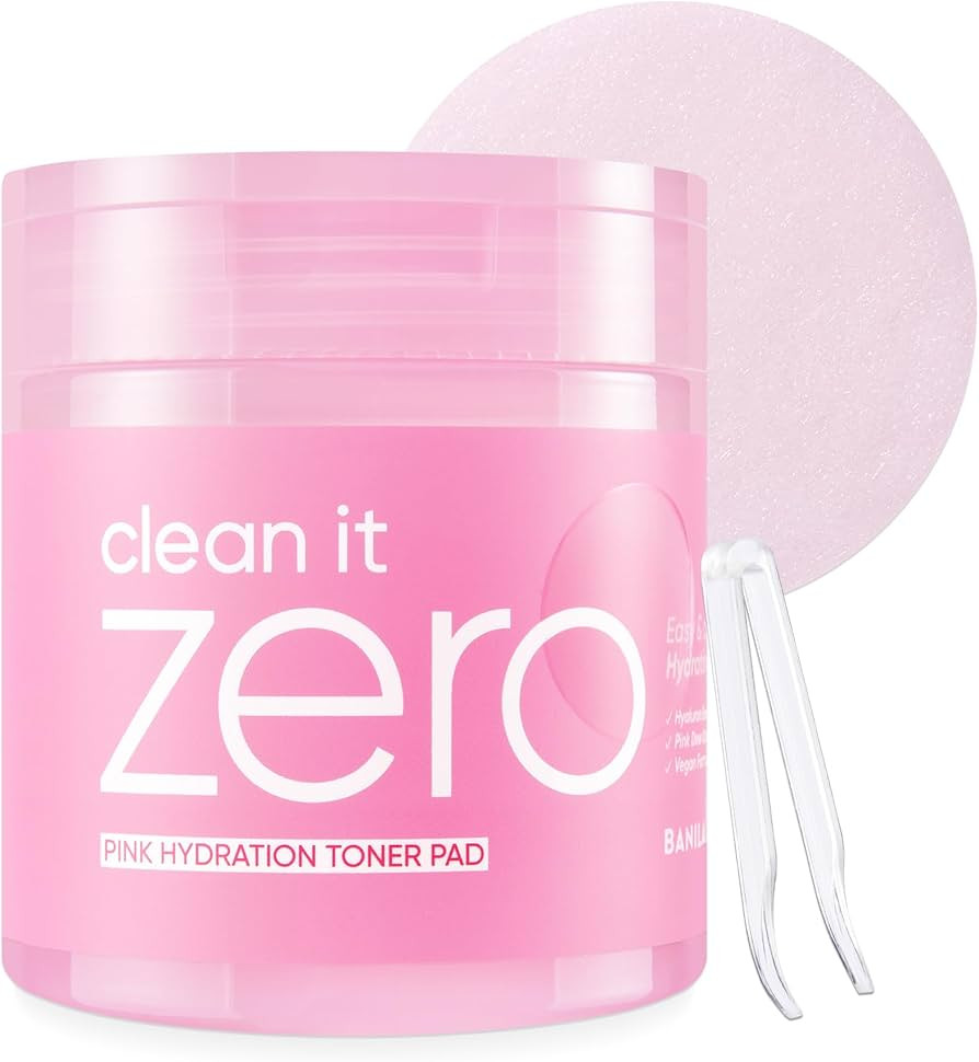 BANILA CO Clean it Zero Pink Hydration Toner Pad | Vegan Korean 3-Layered Pads | Hyaluronic Acids... | Amazon (US)