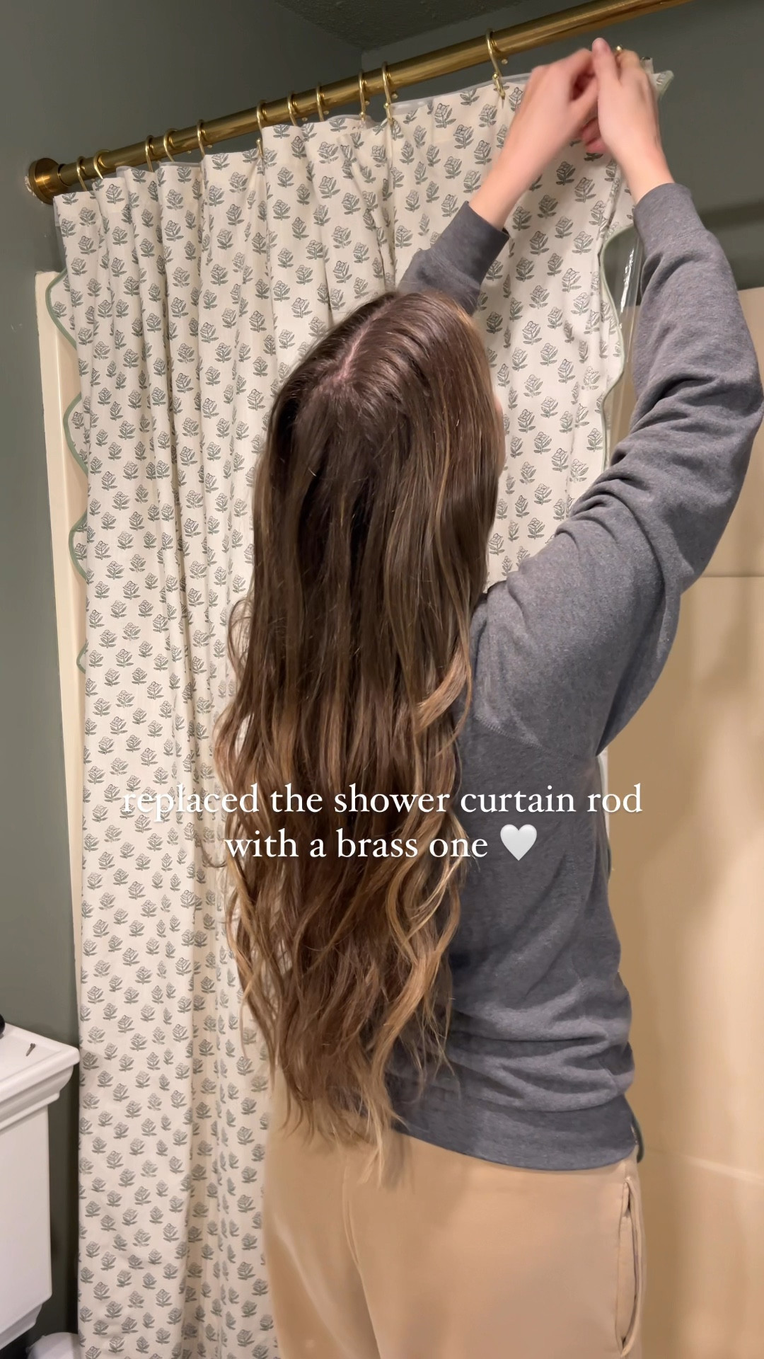 Replaced our shower curtain rod with a brass one for a quick bathroom update! 

#LTKFindsUnder50 #LTKHome