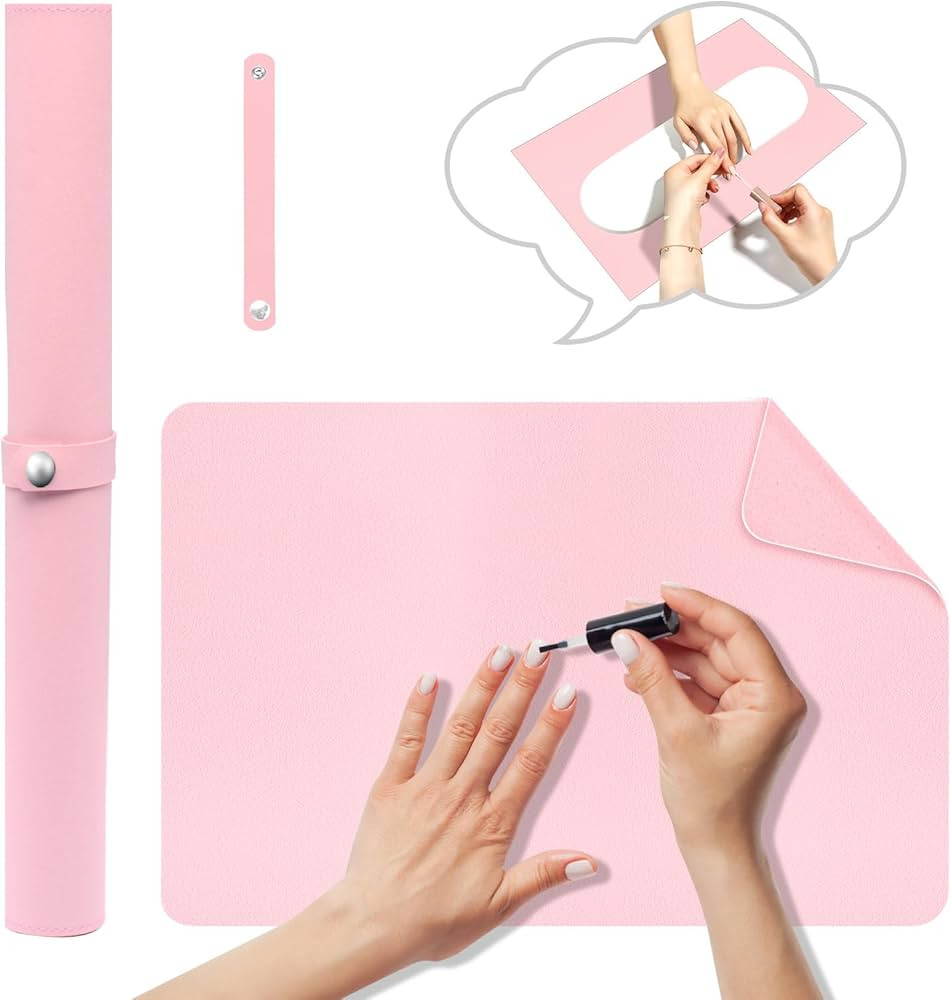 Nail Art Table Mat,Foldable Nail Arm Rest Pad for Nails,Soft Microfiber PU Leather Nail Table Pad... | Amazon (US)