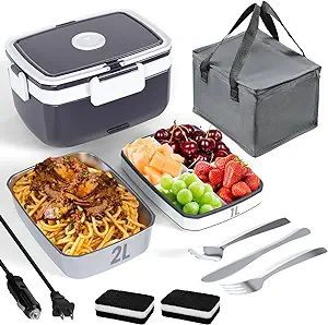Electric Heated Lunch Box for Adults - 90W 2L Double Layer Portable Food Warmers for Work 12V/24V... | Amazon (US)