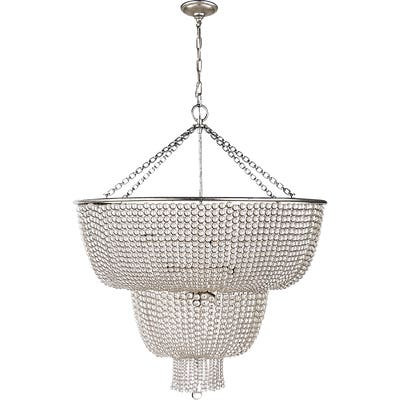 Jacqueline Two-Tier Chandelier in Burnished Silver Leaf with Clear Glass | Visual Comfort