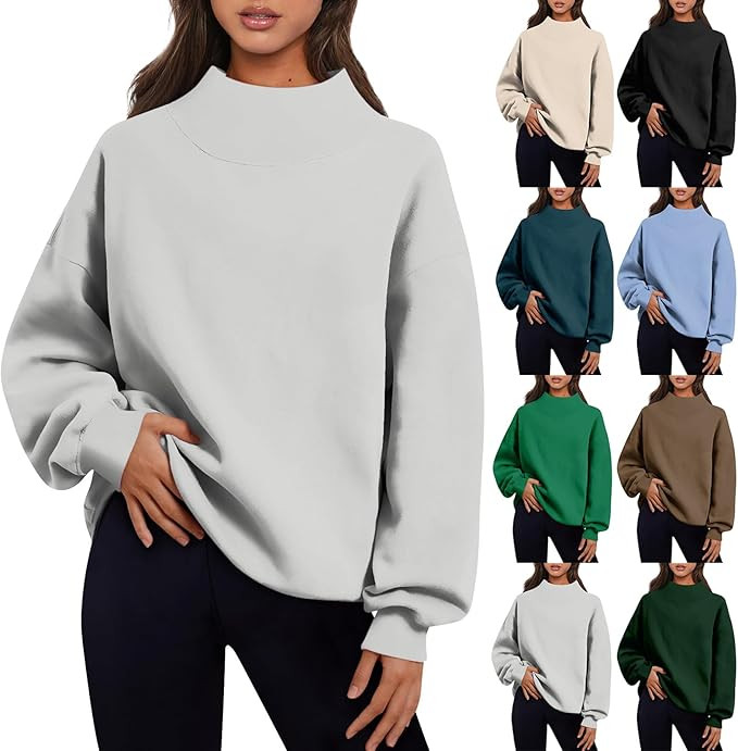 Womens Oversized Sweatshirts Turtleneck Long Sleeve Shirts Lightweight Pullover Tops Loose Fit Fa... | Amazon (US)
