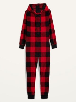 Patterned Micro Performance Fleece Hooded One-Piece Pajamas for Women | Old Navy (US)