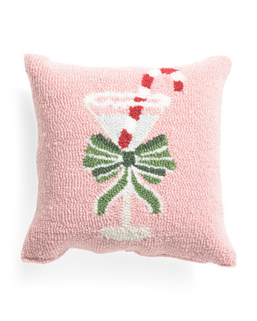 14x14 Martini Glass Hooked Pillow | TJ Maxx
