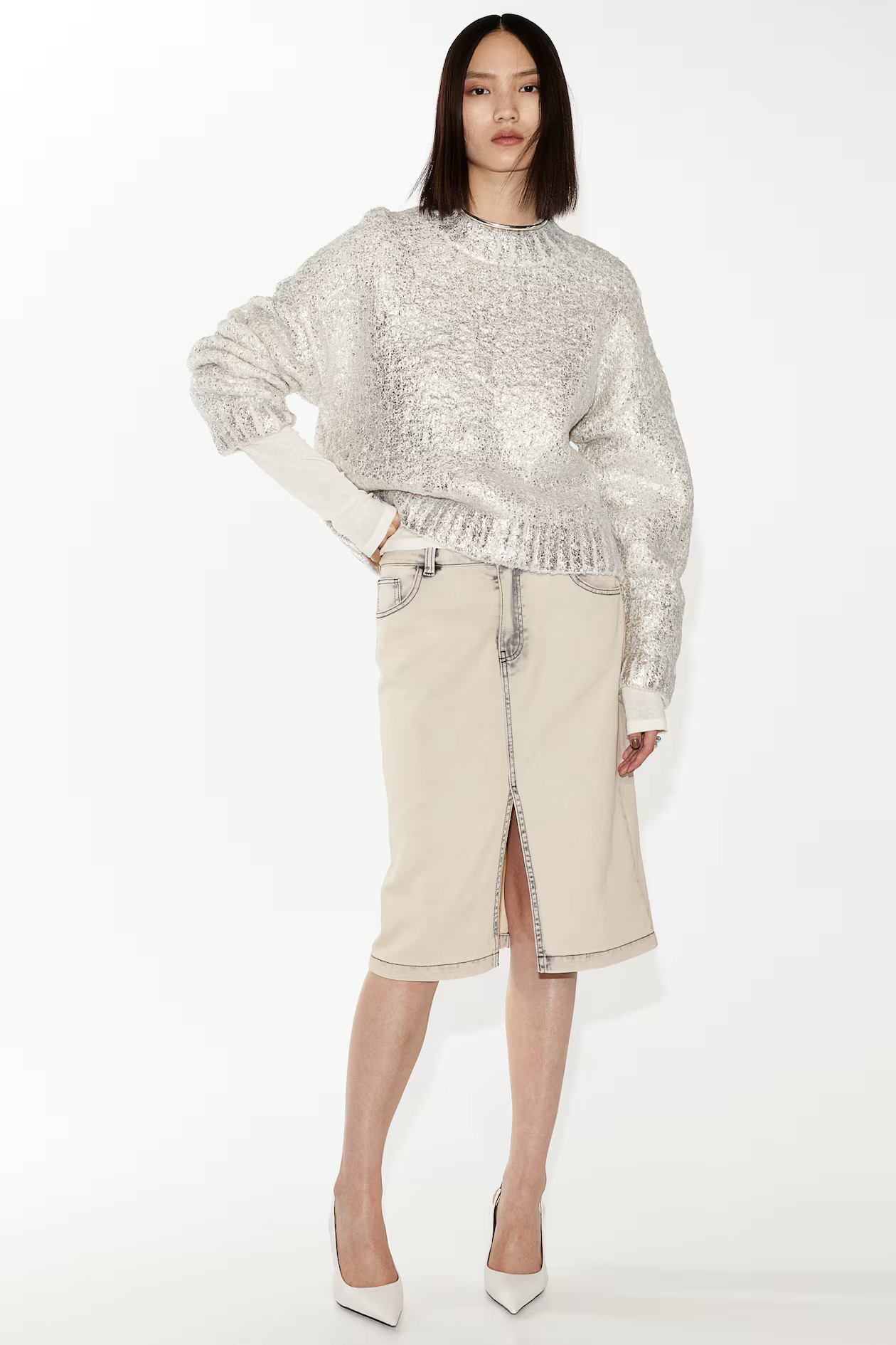 Textured Sweater - Cream - Ladies | H&M US | H&M (US + CA)
