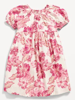 Matching Puff-Sleeve Floral-Print Fit & Flare Dress for Toddler Girls | Old Navy (US)