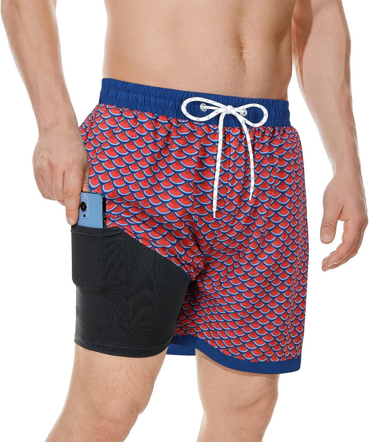 Zando Quick Dry Mens Swim Trunks with Compression Liner Mens Swimming Trunks with Pocket 7 Inch I... | Amazon (US)