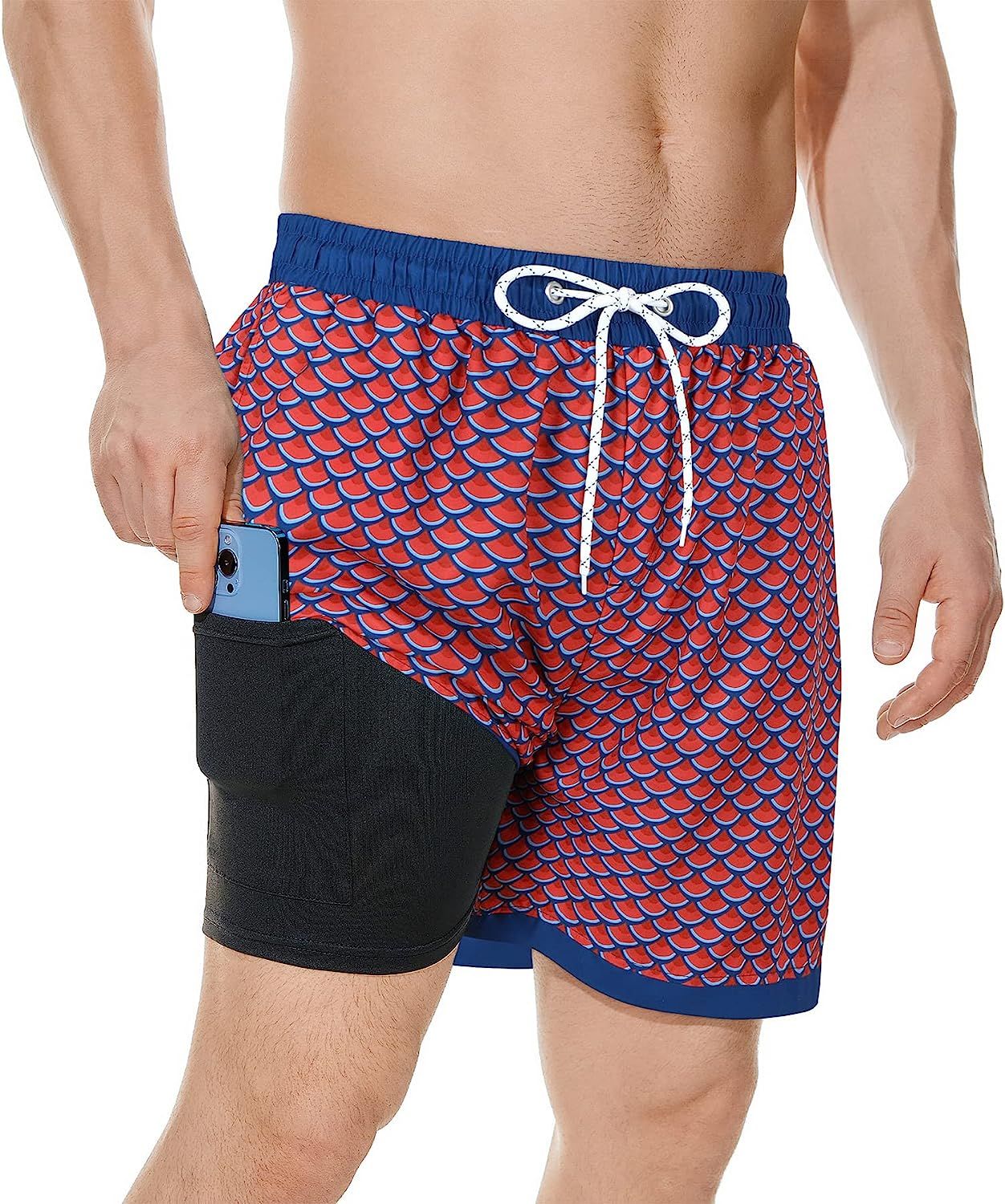Zando Quick Dry Mens Swim Trunks with Compression Liner Mens Swimming Trunks with Pocket 7 Inch I... | Amazon (US)