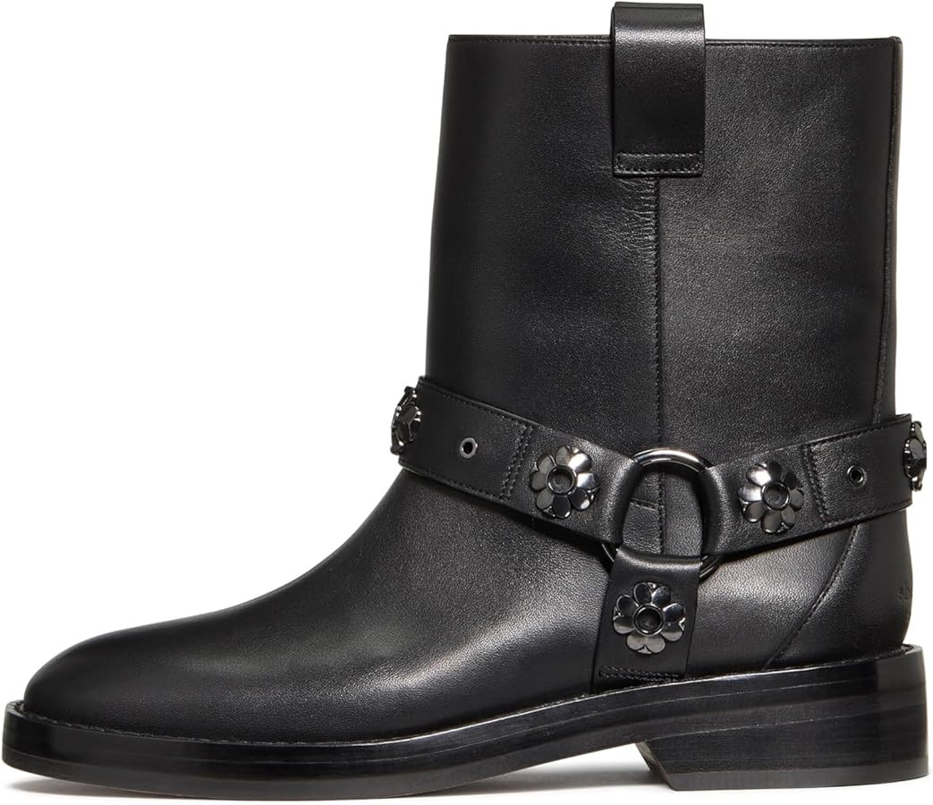 kate spade new york womens Spade Flower Stud Smooth Leather Moto Boot | Amazon (US)