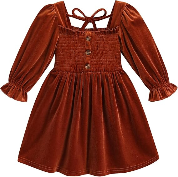 Happy Town Toddler Girl Dress Long Sleeve Play Wear Dress Baby Solid Color Casual Fall Winter Clo... | Amazon (US)