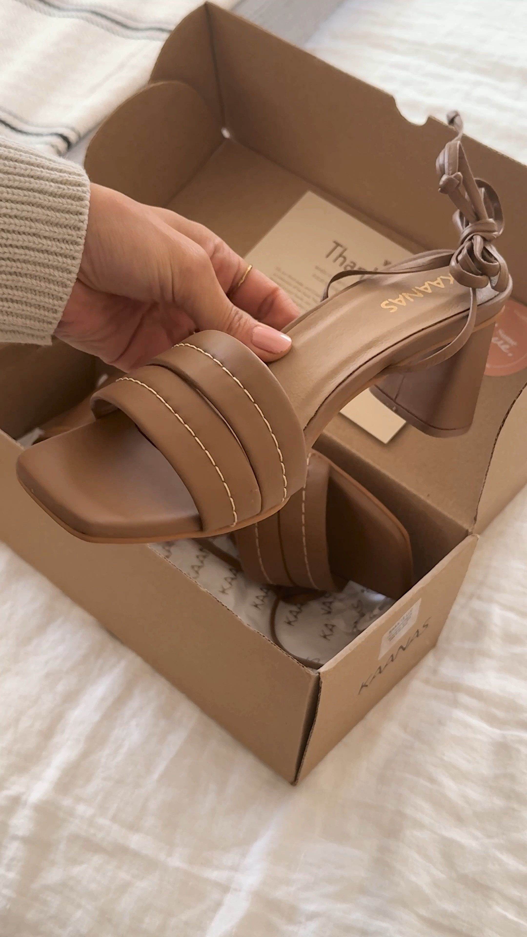 Pandora - Honey! 100% leather. 2” heel. If in between sizes, size up!

These sandals effortlessly blend comfort with sophistication, transitioning seamlessly from day to night. #KAANASLOVE #ad 

#LTKshoecrush #LTKfindsunder100 #LTKfindsunder50