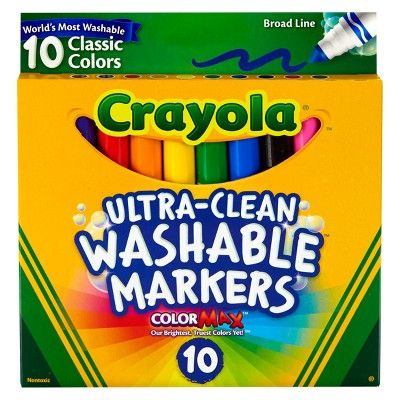 Crayola 10ct Washable Broad Line Markers - Classic Colors | Target