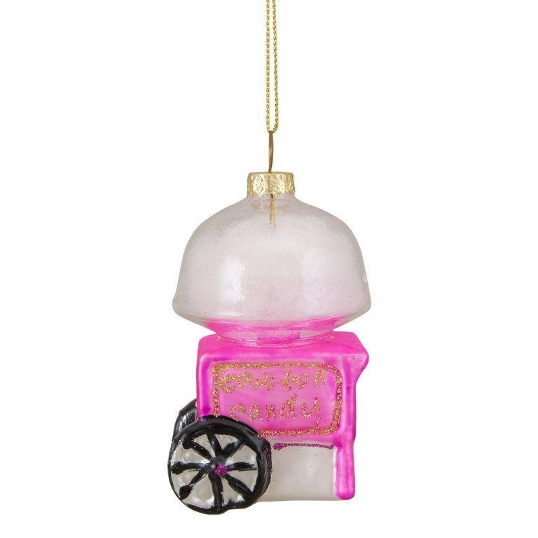 3.25" Pink, White, and Gold Cotton Candy Machine Glass Christmas Ornament | Walmart (US)