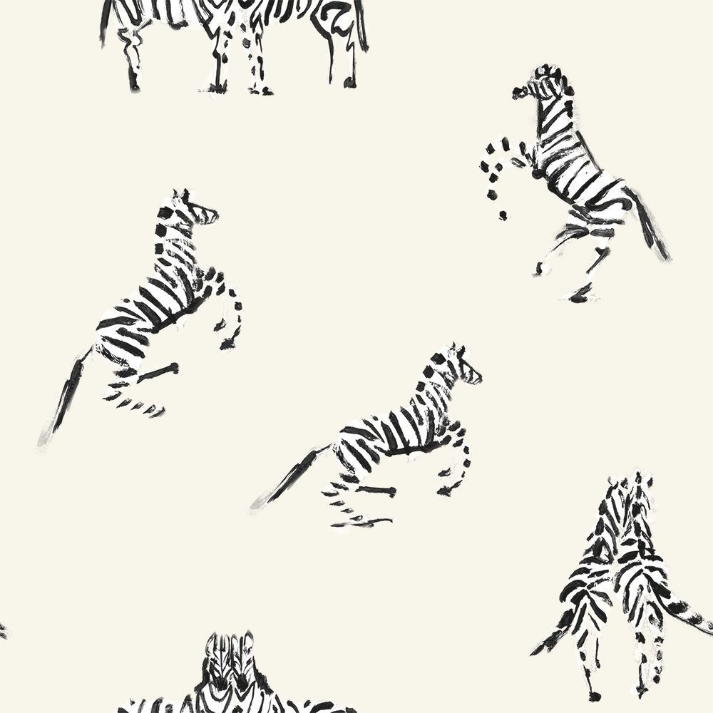 Zebras in Love Self-Adhesive Wallpaper (Single Roll) in Waverly White  – BURKE DECOR | Burke Decor