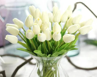 Real Touch Tulips Ivory Cream White Tulips Flowers for Wedding | Etsy | Etsy (US)