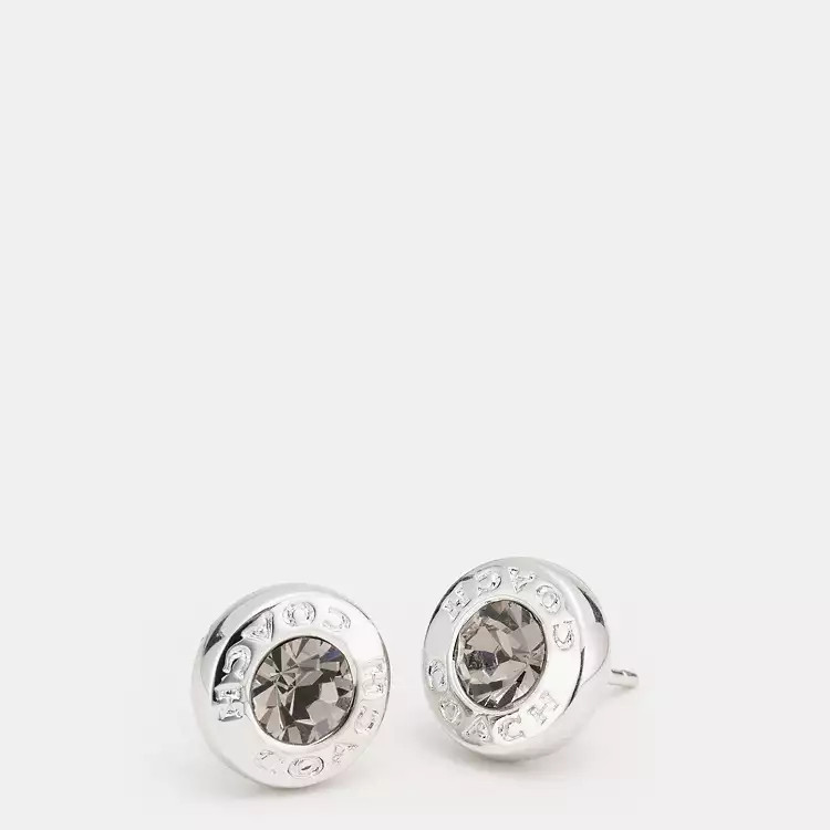 Open Circle Stone Stud Earrings | Coach Outlet US