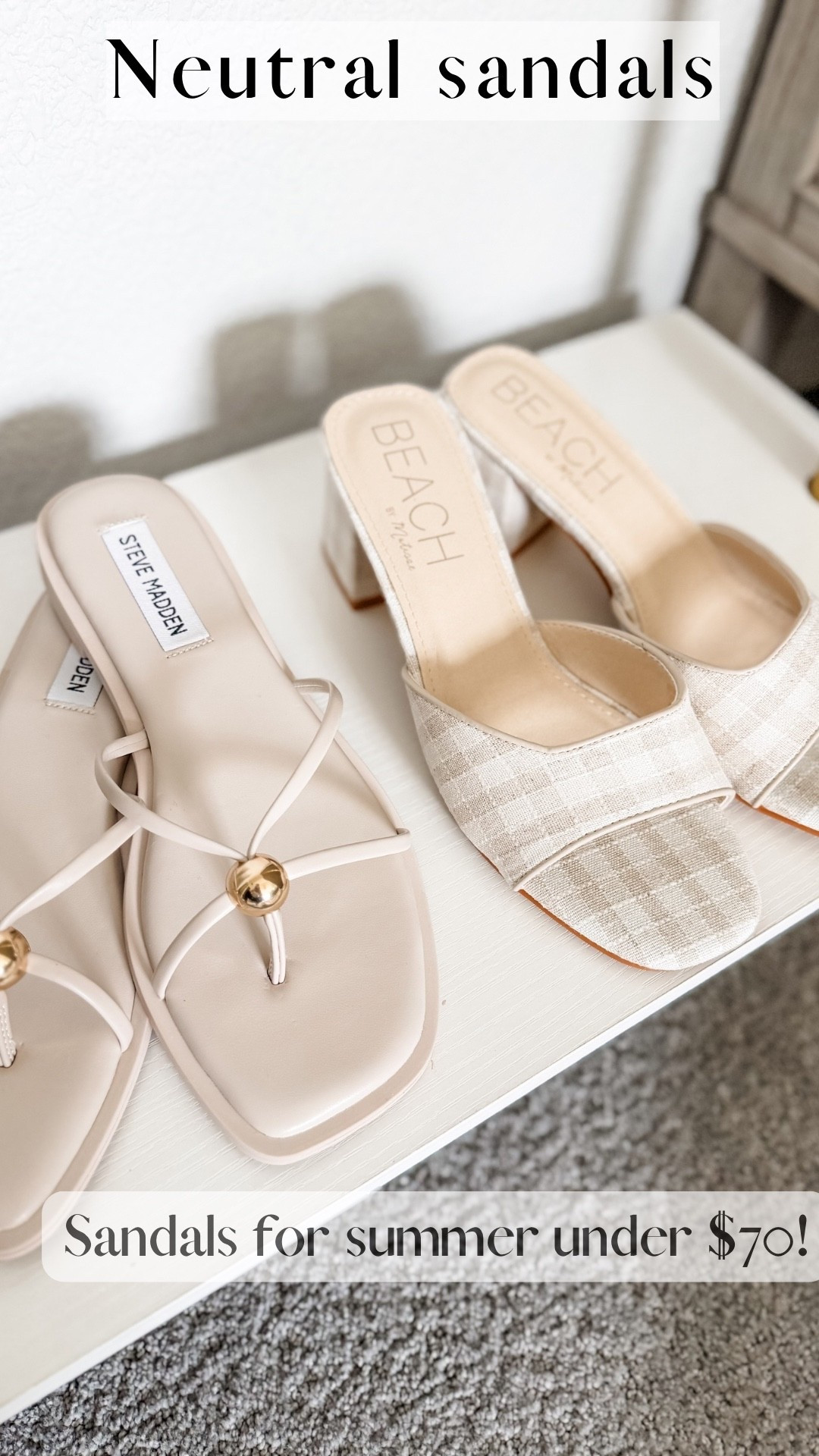 Neutral summer sandals for women! Under $70 sandals and heels. @Steve Madden US 

Women’s sandals, Steve Madden, gingham, summer outfits 

#LTKSeasonal #LTKSaleAlert