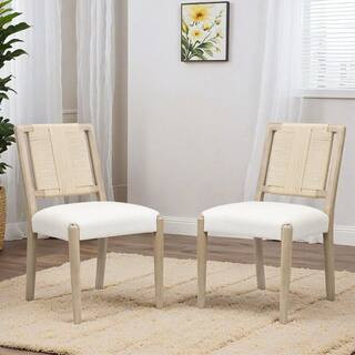 CHRISTOPHER KNIGHT HOME Driscoll Boho Beige+Natural Ash Polyester Upholstered Dining Chair with W... | The Home Depot